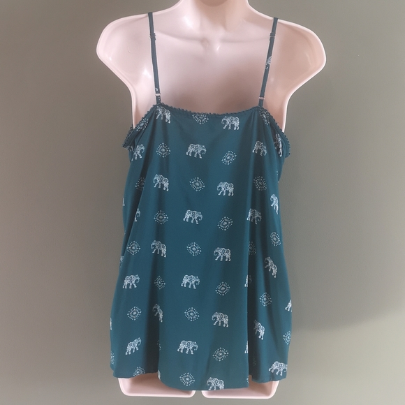 Sonoma Deep Teal Green Elephant Spaghetti Strap Tank (M) - Picture 5 of 14